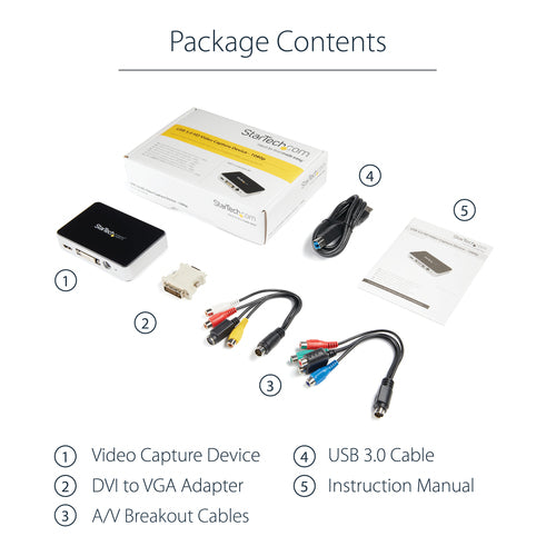 USB3HDCAP - STARTECH.COM USB 3.0 VIDEO CAPTURE DEVICE - HDMI / DVI / VGA - 1080P 60FPS 2 YR