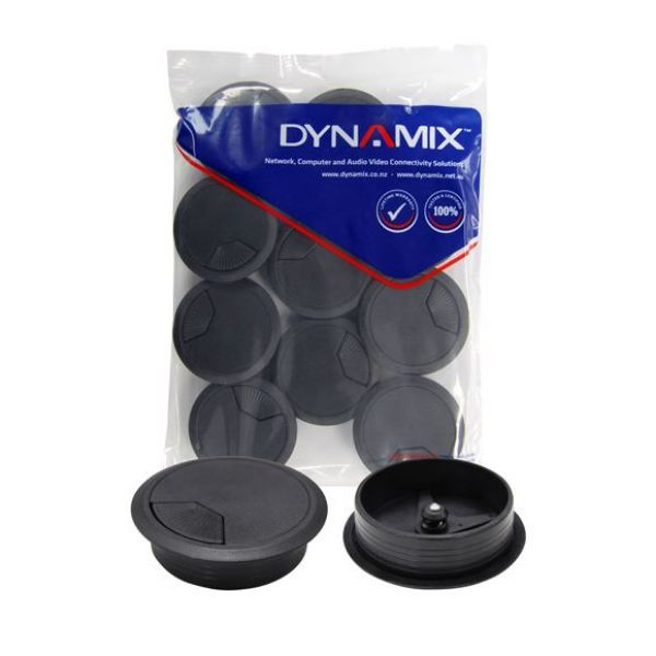DYNAMIX CG60BK-10 - 60mm Round Desk Grommet Black Pack of 10
