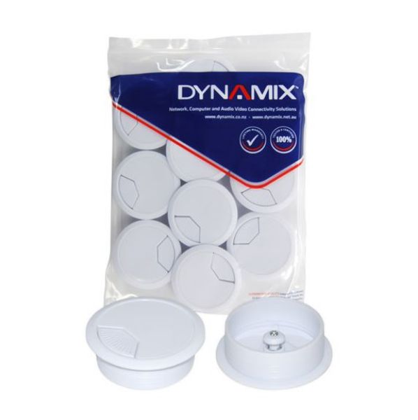 DYNAMIX CG60WH-10 - 60mm Round Desk Grommet White Pack of 10
