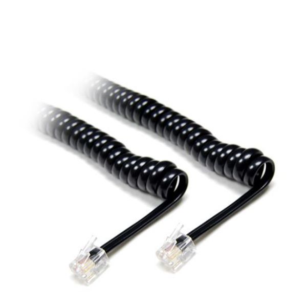 DYNAMIX CHC-4W600BK - Curly Handset Cord Black 4 Wire RJ22 to RJ22 Cable 370mm Coiled