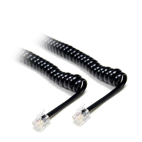 DYNAMIX CHC-4W600BK - Curly Handset Cord Black 4 Wire RJ22 to RJ22 Cable 370mm Coiled