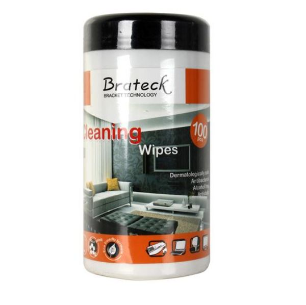 BRATECK CK-SC4-V2 - 100pc LCD Cleaning Wipes. Dermatologically safe Alcohol Free Antistatic & Non-Streak