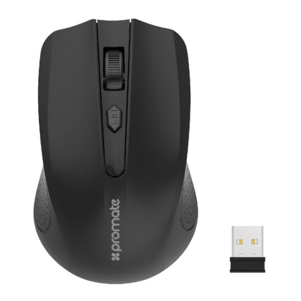 PROMATE CLIX-8-BLK - Ergonomic Wireless Mouse 2.4GHz wireless technology Works w/ a range of up to 10m