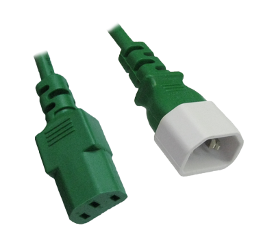 RackPower CM0CC050GN - 10A C14 IEC plug to 10A C13 IEC socket on 0.5m 0.75mm2 Green lead
