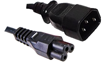 RackPower CM0CL050 - 10A C14 IEC plug to C5 IEC clover socket on 0.5m 0.75mm2 Black lead