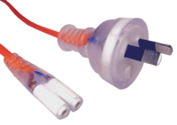 RackPower CM0NF100M - 10A 2 pin plug to C7 IEC Figure 8 socket on 1m 0.75mm2 Orange lead.