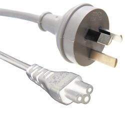 RackPower CM0NL200W - 10A 3 pin plug to C5 IEC clover socket on 2m 0.75mm2 White lead