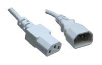 RackPower CM1CC075W - 10A C14 IEC plug to 10A C13 IEC socket on 0.75m 1mm2 White lead
