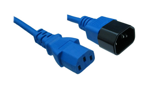 RackPower CM0CC150B - 10A C14 IEC plug to 10A C13 IEC socket on 1.5m 0.75mm2 Blue lead