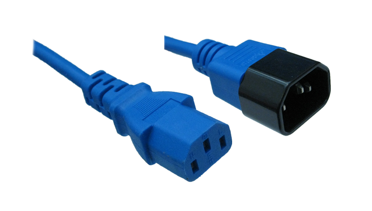 RackPower CM0CC050B - 10A C14 IEC plug to 10A C13 IEC socket on 0.5m 0.75mm2 Blue lead
