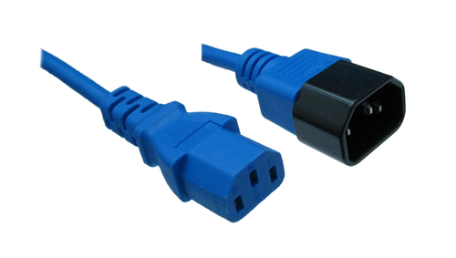 RackPower CM1CC100B - 10A C14 IEC plug to 10A C13 IEC socket on 1m 1mm2 Blue lead