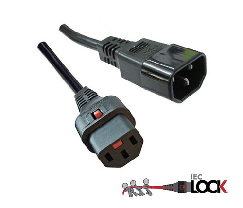 CM1CK050 - 10A C14 IEC plug to 10A C13 IEC-Lock socket on 0.5m 1mm2 Black lead