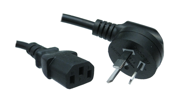 RackPower CM0NC100-PS - 10A 3 pin side entry plug to 10A C13 IEC socket on 1m 0.75mm2 black lead