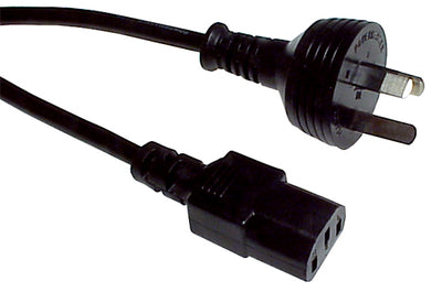 RackPower 10A 3 pin plug to 10A C13 IEC socket on 2m 1mm2 Black lead