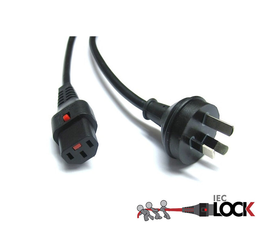 CM1NK075 - 10A 3 pin plug to 10A C13 IEC-Lock socket on 0.75m 1mm2 Black lead