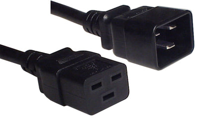 RackPower CM2CC200 - 16A C20 IEC plug to 16A C19 IEC socket on 2m 1.5mm2 Black lead