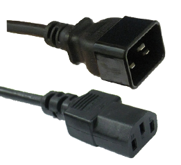 RackPower 16A C20 IEC plug to 10A C13 IEC socket on 3m 1.5mm2 Black lead