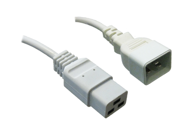RackPower CM2CC200W - 16A C20 IEC plug to 16A C19 IEC socket on 2m 1.5mm2 White lead