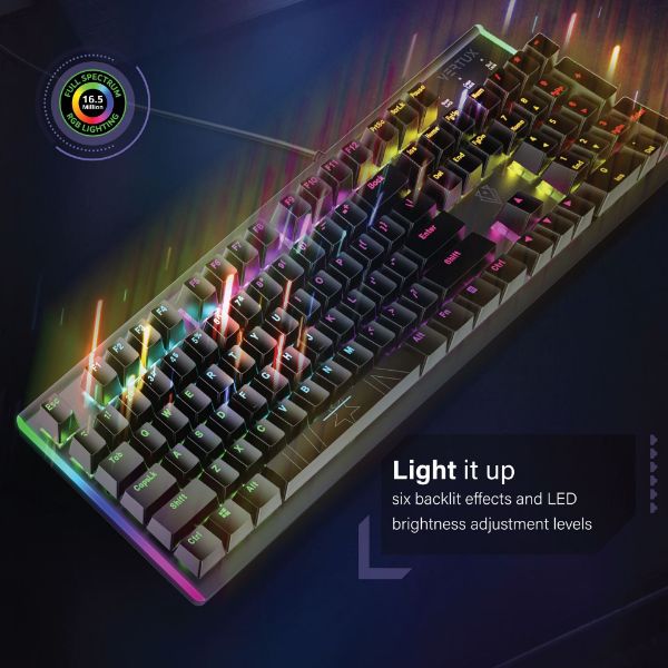 VERTUX COMANDO - High Performance Mechanical Gaming Keyboard with RGB Backl Blue Mechanical Keys for Faste
