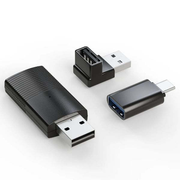 MINIX CP86 - Wired Carplay to Wireless Connection Dongle Stick. 90 Degree USB-A Adapter &