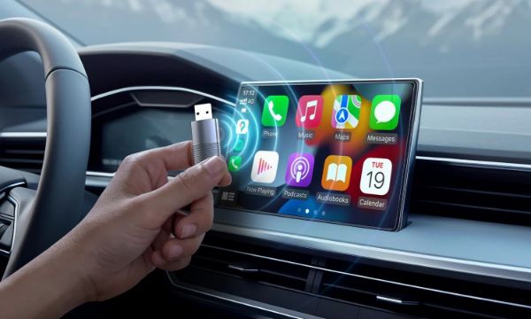 MINIX CP86 - Wired Carplay to Wireless Connection Dongle Stick. 90 Degree USB-A Adapter &