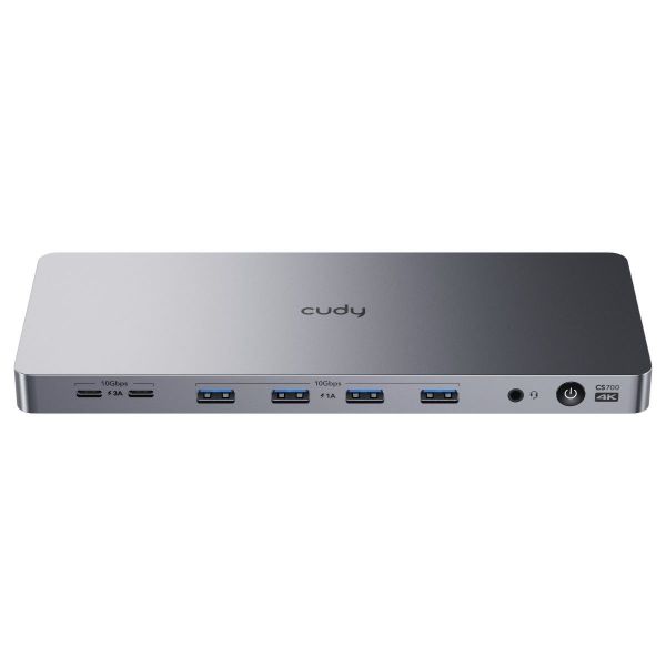 CUDY CS700 - 13-in-1 Multi-port 10Gbps Slim USB-C Dual 4k Docking Station 150W PSU. Inc 2x DP 1.2 2x