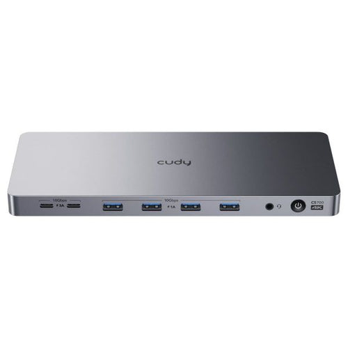 CS700 - CUDY CS700 - 13-in-1 Multi-port 10Gbps Slim USB-C Dual 4k Docking Station 150W PSU. Inc 2x DP 1.2 2x