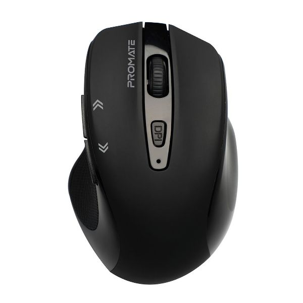 PROMATE CURSOR-BLK - EZGrip Ergonomic Wireless Mouse w/ Quick Forward/Back Buttons. 800/1200/1600Dpi 10m