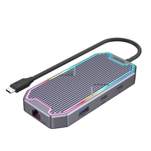 D1029A - UNITEK D1029A - 7-in-1 Multi-Port 100W PD Hub Supporting 10Gbps w/ USB-C Connector. 2x USB-A 10Gbps