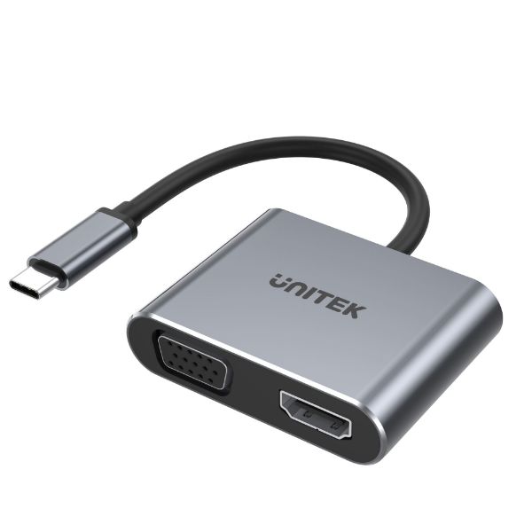 UNITEK D1049A - 4-in-1 USB Multi-Port Hub w/ USB-C Connector. Includes 1x USB-A Port 1x VGA