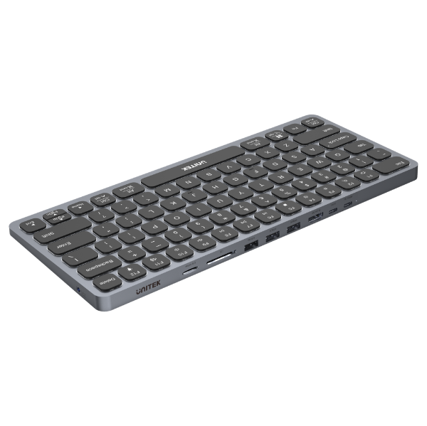 UNITEK D1092A - 9-in-1 Hub w/ Keyboard. Back Light & Ergonomic Design. 3x USB-A Ports 1x HDMI