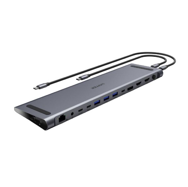 UNITEK D1106A - 13-in-1 Multi-Port Triple 4K KVM Docking Station w/ USB-C Connector. Switch Between 2