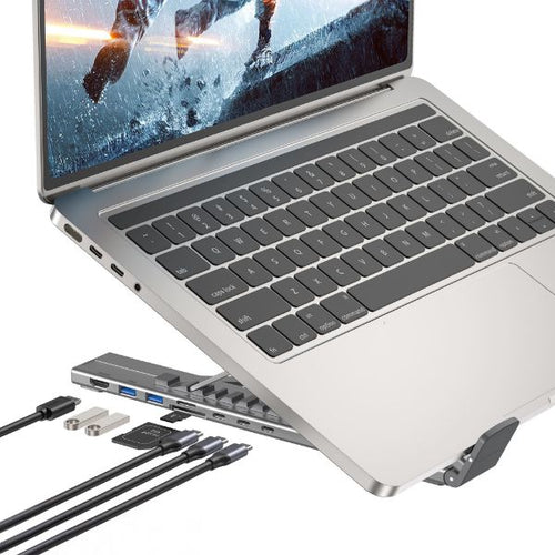 D1137A - UNITEK D1137A - 7-in-1 Multi-Port Foldable Laptop Stand Docking Station w/ USB-C Connector.
