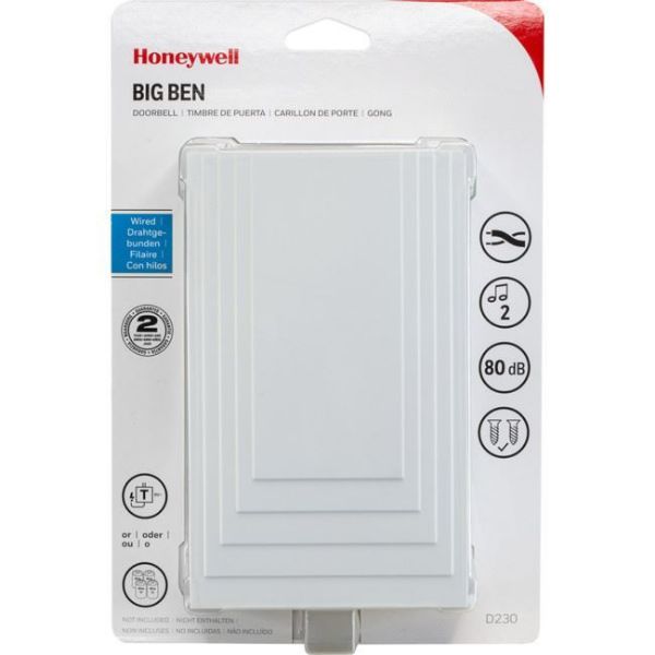 HONEYWELL D3230 - Big Ben Classic Doorbell w/ Built-in Transform Wired 2 Tune Options 80dB