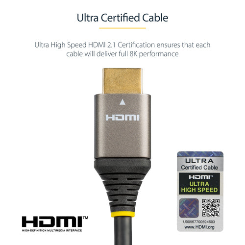 StarTech.com HDMM21V3M - 10ft 3m Certified HDMI 2.1 Cable - 8K/4K