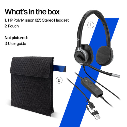 C01C6AA - HP Poly Mission 625 Stereo USB Wired Headset