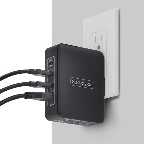 STARTECH.COM 140W USB-C WALL CHARGER, USB-C/USB-A, PD GAN POWER ADAPTER, 2 YR