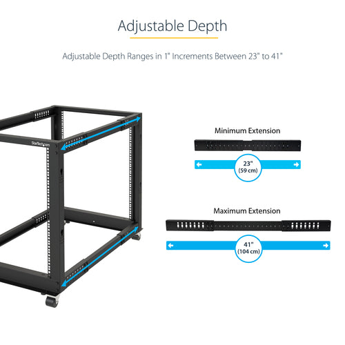 StarTech.com 4POSTRACK18U - Rack - 18U Open Frame - 22-40 in. Depth
