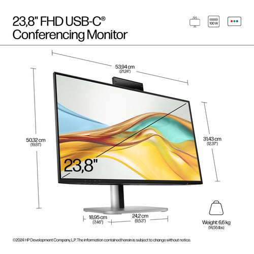 HP Series 5 Pro 524pm 23.8 inch FHD USB-C Conferencing Monitor