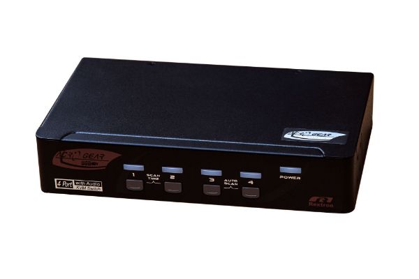 REXTRON DAAG114 - 4 Port DVI/USB KVM Switch w/ Audio Black