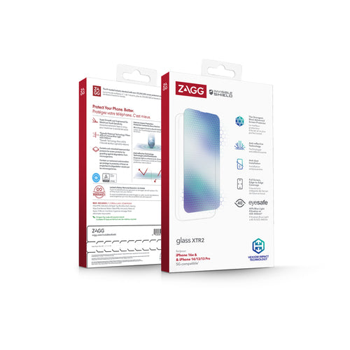 ZAGG InvisibleShield Glass XTR2 AM Screen Protector iPhone 17e, 16e, 14, 13 Pro, 13