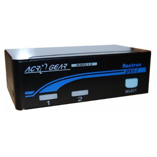 DAG12-BK - REXTRON 1-2 Automatic DVI USB KVM Switch. Share 1x USB Keyboard, Mouse and DVI-D Video with 2x CPUs. Colour Black.
