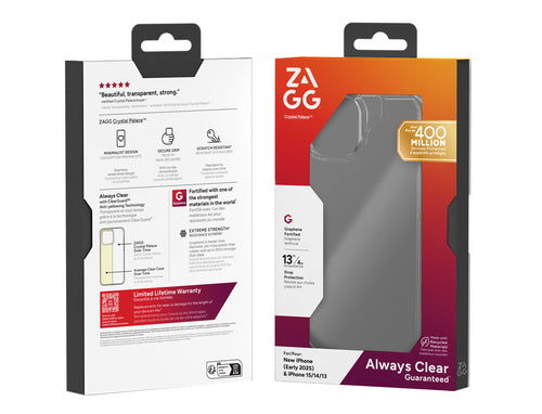 ZAGG Crystal Palace Clear Case, Apple iPhone 17e, 16e, 15, 14, 13