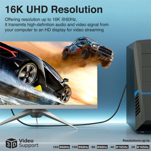 DPLINK-16K - PROMATE DPLINK-16K - 2m 2.0 DisplayPort Cable. Supports HD up to 16K@60Hz Supports 80Gbps Data Transfer