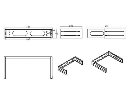 DYNAMIX DWC-0210-2U - 2RU 19'' Wall Mount Foldable Bracket. Includes Top & Bottom Covers