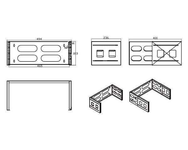 DYNAMIX DWC-0210-4U - 4RU 19'' Wall Mount Foldable Bracket. Includes Top & Bottom Covers