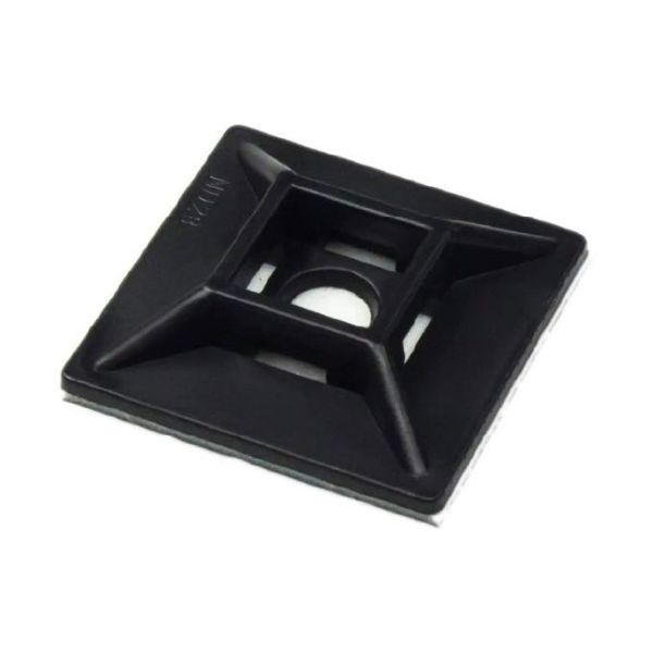 DYNAMIX DY30CTMB - 28 x 28mm Self Adhesive Black Cable Ties Mount Pack of 100