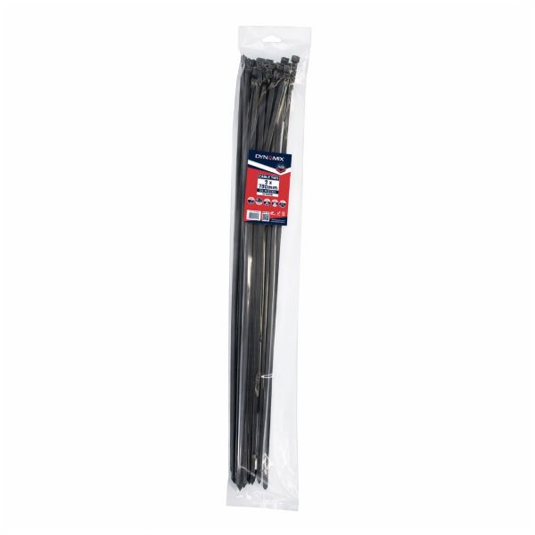 DYNAMIX DY7609B - 9 x 780mm UV Black Cable Ties Pack of 50 800N/81.6kgs Tensile Strength