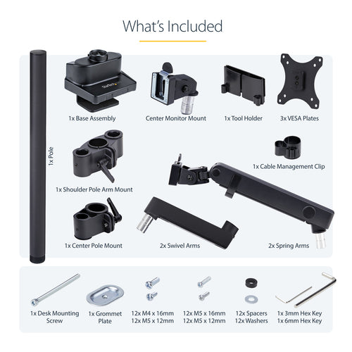 StarTech.com 3MP2AG-MONITOR-ARM - Dreifach Monitor Schreibtischhalterung 27 Zoll Bildschirme