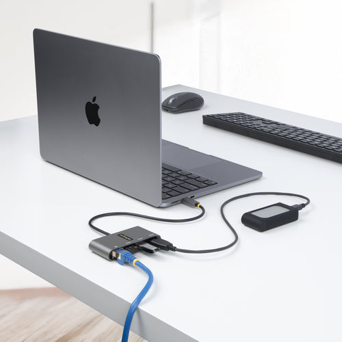 StarTech.com HB30C3A1GEA2 - 3-Port USB-C Hub with Ethernet Portable